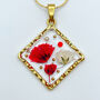 Square Pendant Necklace With Poppies And Gypsophila, thumbnail 1 of 7