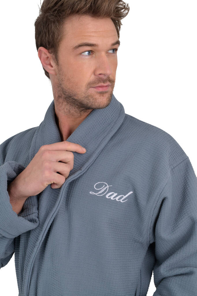 Personalised Embroidered Waffle Lined Dressing Gown, 1 of 11