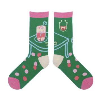 Milkshake Illustration Mid Calf Length Socks, 2 of 3