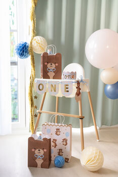 First Birthday Teddy Bear Chair Banner And Crown, 3 of 3