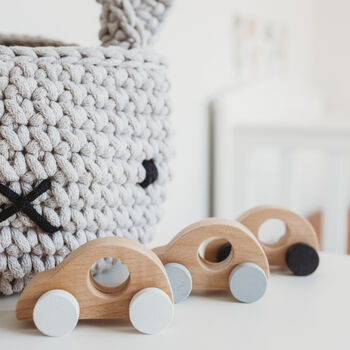 Handmade Set Of Three Mono Wooden Toy Cars, 2 of 3
