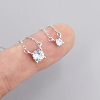 Extra Tiny Cz Necklace In Sterling Silver, 6 of 12