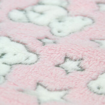 Personalised Pink Teddy And Stars Baby Blanket, 7 of 7