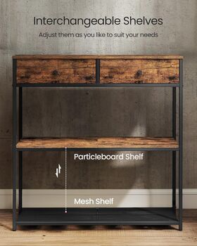 Narrow Console Table Three Tier Fabric Drawer Table, 4 of 7