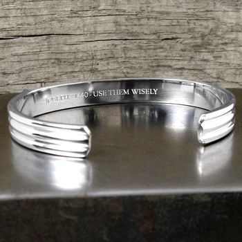 Mens Solid Sterling Silver Bracelet Ribbed, 2 of 8