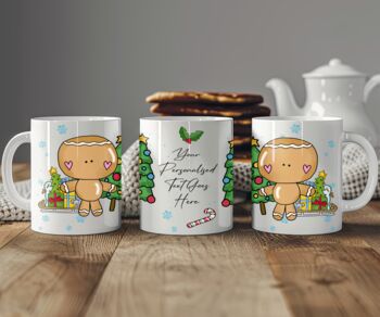 Personalised Whimsical Gingerbread Christmas Gift Mug, 2 of 2