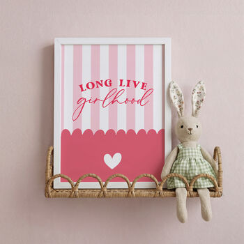 Pink Long Live Girlhood Nursery Print, 3 of 6