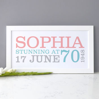 Personalised 70th Birthday Rectangular Framed Print, 3 of 9