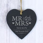 Personalised Mr And Mrs Slate Heart Decoration, thumbnail 1 of 2