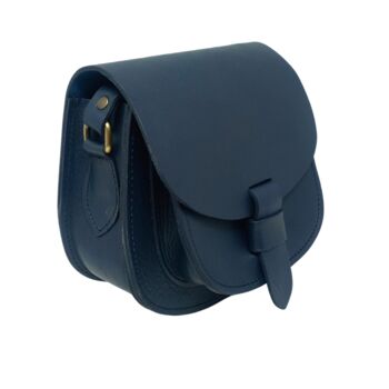 Crossbody Navy Dark Blue Loop Closure Leather Saddle Bag Maya, 3 of 5