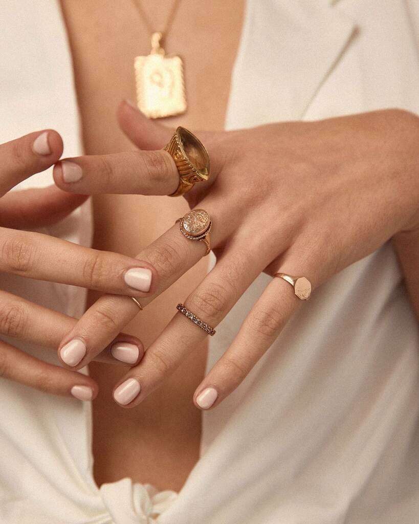 Signet Ring for Women Oval Chevalier Ring Pinky Finger Ring - Etsy | Signet  rings women, Signet ring, 14k gold signet ring