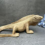 Hand Carved Wood Iguana Figurine 30cm Wood Animal Gift, thumbnail 2 of 12