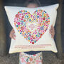 Personalised Thankyou Teacher Floral Heart Cushion, thumbnail 1 of 5