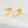 Diamond Slice Gold Plated Silver Stud Drop Earrings, thumbnail 2 of 5