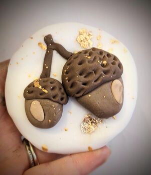 Personalised Hand Iced Little Acorns And Oak Leaf Biscuit Gift Box, 6 of 8