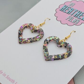 Love Heart Small Glitter Resin Earrings, 7 of 12