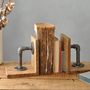 Pair Of Industrial Wood And Steel Bookends, thumbnail 4 of 7