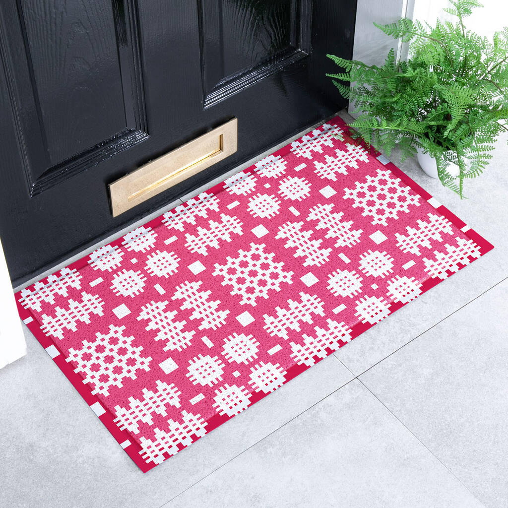 Red Welsh Blanket Print Doormat, 1 of 1
