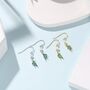 Green Cz Leaf Charm Drop Hook Earrings, thumbnail 6 of 9