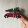 Vw Red Beatle Car With Christmas Tree, thumbnail 1 of 2