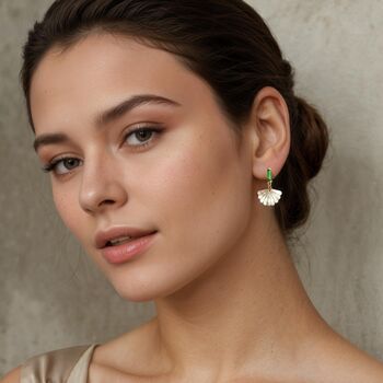 Art Deco Mother Of Pearl Emerald Earrings, 3 of 6
