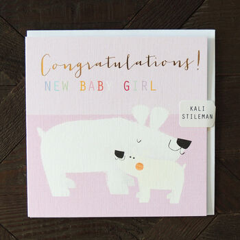 Gold Foiled Baby Girl Polar Bears Card, 3 of 5