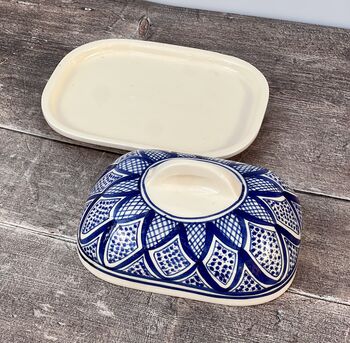 Blue And White Patterned Butter Dish, 2 of 3