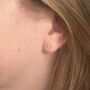 Tiny Leaf Studs In Sterling Silver, thumbnail 2 of 4