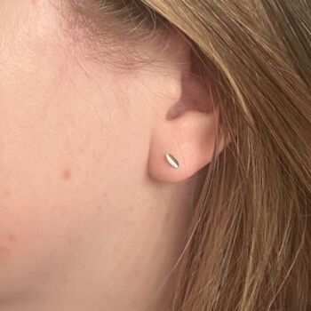 Tiny Leaf Studs In Sterling Silver, 2 of 4
