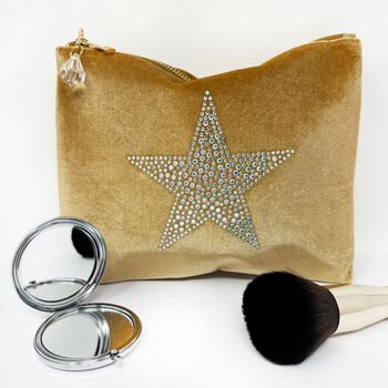 Star Rhinestone Velvet Make Up Bag Gift For Her, 3 of 6