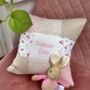 Ditsy Pink Patchwork Name Cushion, thumbnail 5 of 9