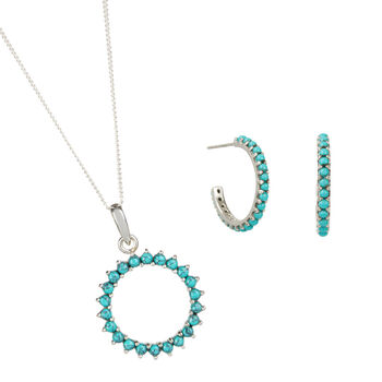 Halo Radiance Turquoise Hoops In Silver, 5 of 11