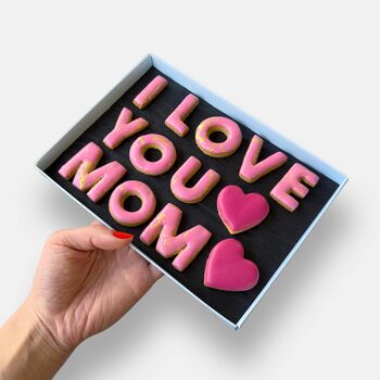 I Love You Mom Message Iced Biscuits Mother's Day Letterbox Gift, 3 of 11
