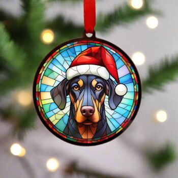Doberman In Santa Hat Suncatcher Decoration, 4 of 6