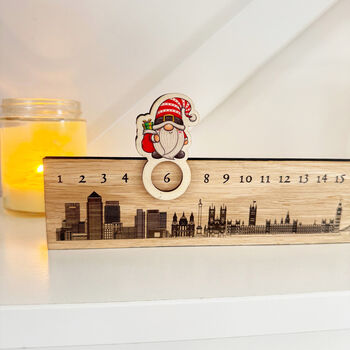 Personalised Wooden London Christmas Advent Slider Keepsake, 2 of 5