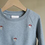 Children's Organic Blue Embroidered Sweatshirt, thumbnail 1 of 4