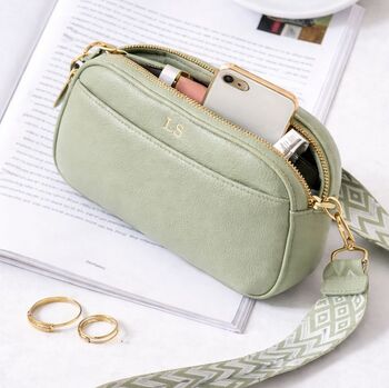 Personalised Lola Embossed Faux Leather Chevron Cross Body Bag, 5 of 5