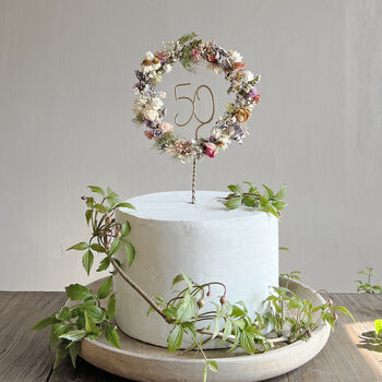 Birthday Number Dried Flower Round Cake Topper, 2 of 7