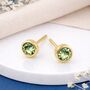 Gold Plated Sterling Silver August Peridot Birthstone Stud Earrings – 7mm, thumbnail 1 of 8