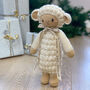 Hand Knitted Cuddly Lamb Barbra Personalised, thumbnail 1 of 11
