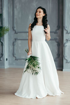 Bohemian Linen Wedding Dress, 2 of 12