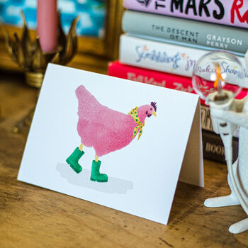 Bubblegum Chicken Illustrated Blank Greeting Card, 2 of 11