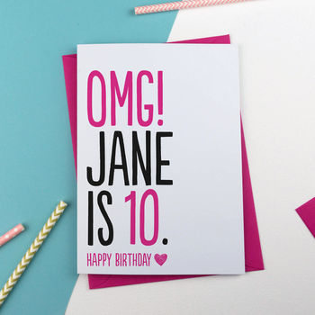 10th Birthday Card Omg Personalised, 3 of 3