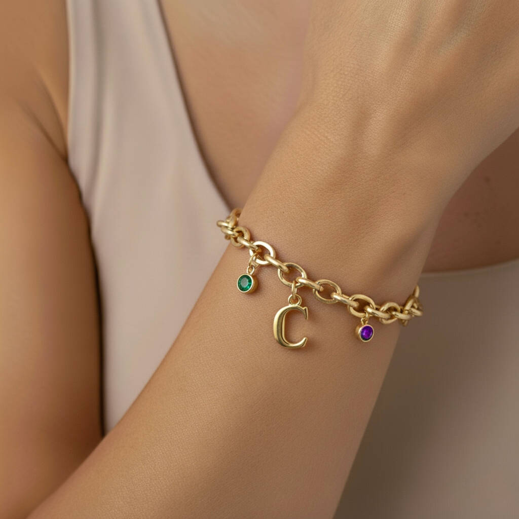 Charm Builder™ Gold Chunky Oval Chain Multi Charm Bracelet, 1 of 9