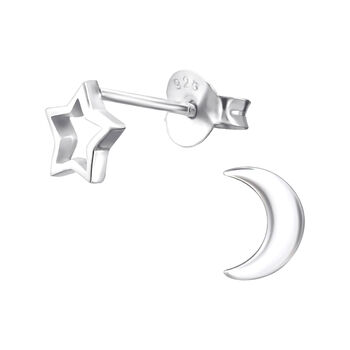 Star And Moon Sterling Silver Earrings, 3 of 5
