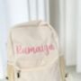 Child's Personalised Embroidered Italic Name Rucksack Perfect For Nursery, thumbnail 1 of 5