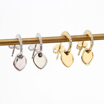 Gold Or Silver Crystal Huggie Hoop Charm Earrings, 2 of 6