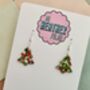 White, Red And Green Glitter Christmas Tree Resin Earrings / Traditional Christmas Gift / Secret Santa Gift, thumbnail 9 of 9