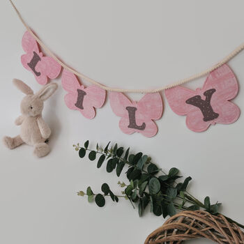 Bunting Personalised Pink Felt Butterfly Wall Decor, 10 of 11