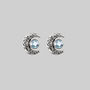 Silver Moon Crescent Earrings With Gemstone, thumbnail 5 of 6